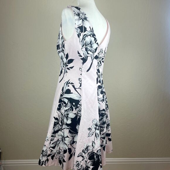 ~ 10 Lauren Ralph Lauren Dress Pink Cocktail A-line Sleeveless Floral Knee Midi - Picture 11 of 16